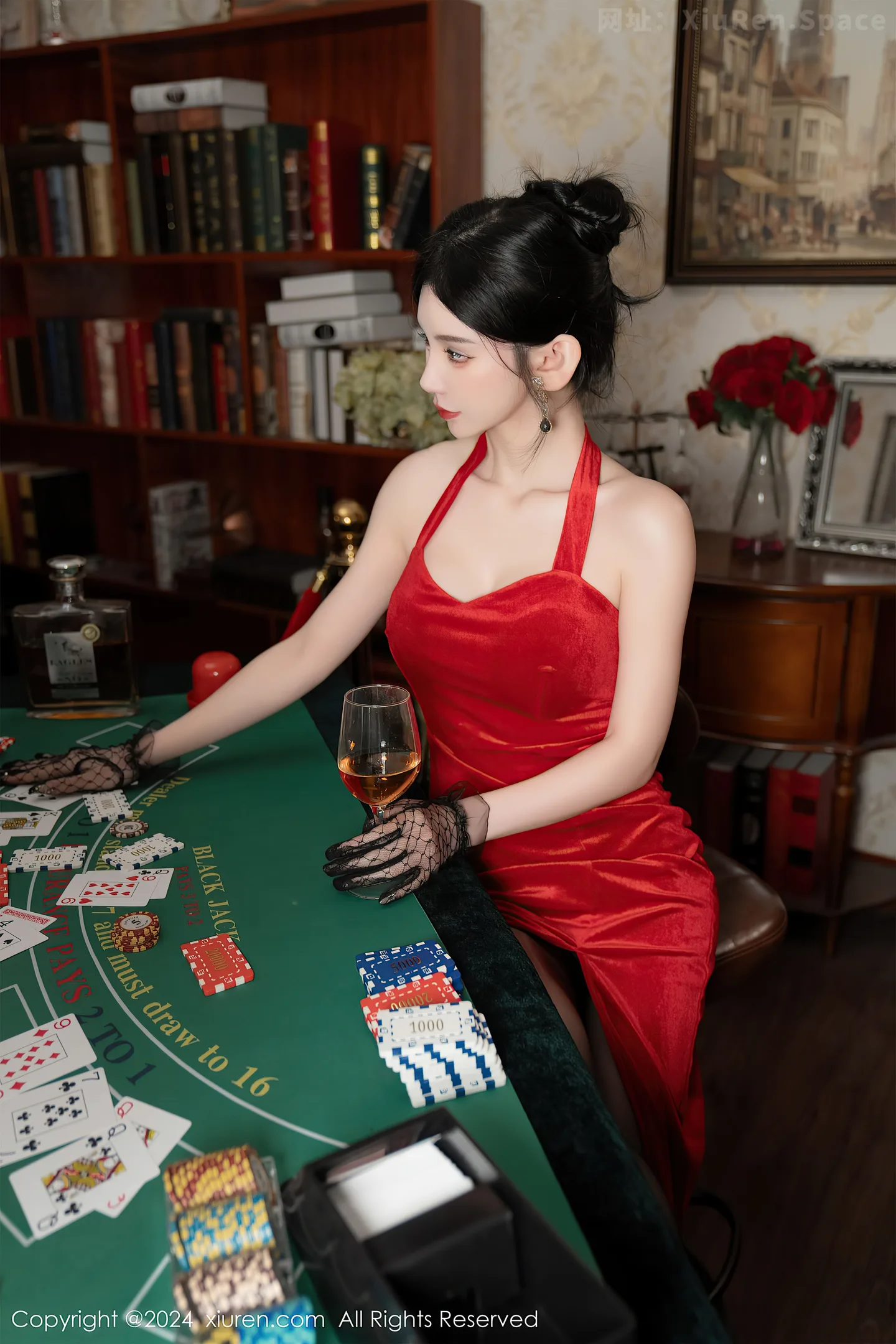 图片[4]-[XiuRen秀人网]VOL.8097 女神周于希Sally荷官角色扮演红色露肩服饰配无内黑丝诱惑写真106P-秀人网官方网站